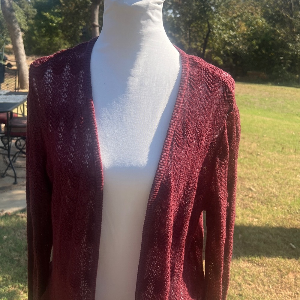 Knox Rose | Maroon Open-Front Cardigan…..101B - Picture 6 of 13